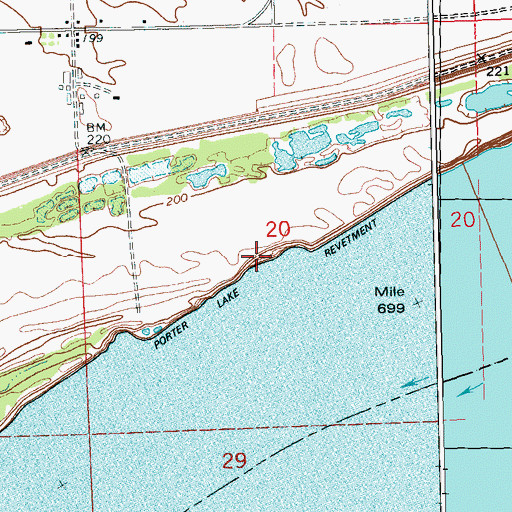 Topographic Map of Porter Lake Revetment, AR