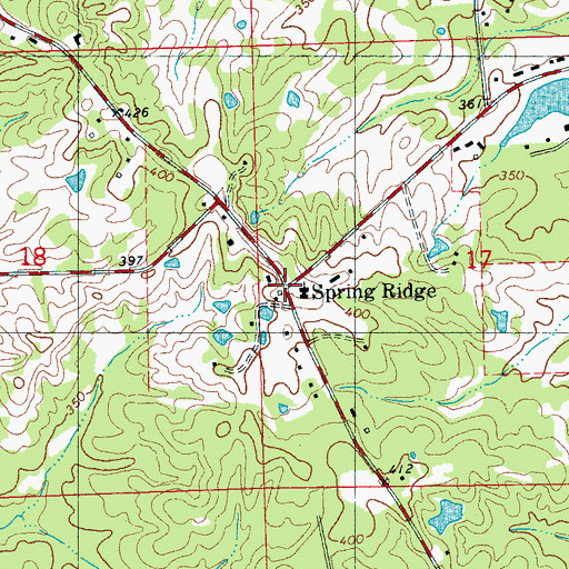 Topographic Map of Spring Ridge, MS
