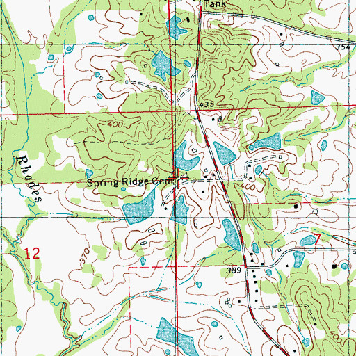 Topographic Map of Spring Ridge Cemetery, MS