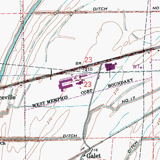 Topographic Map of Rainer Industrial Park, AR
