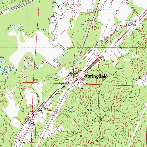 Topographic Map of Springdale, MS