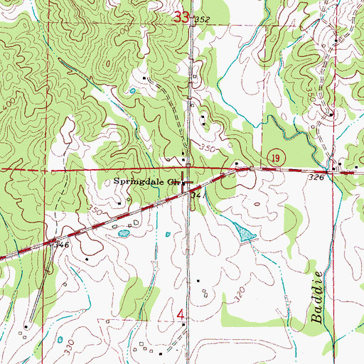 Topographic Map of Springdale Baptist Church, MS