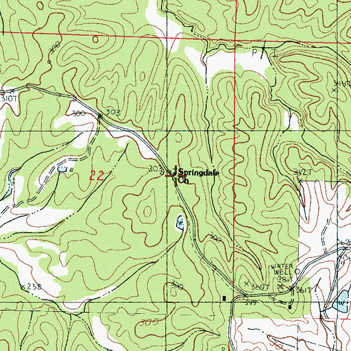 Topographic Map of Springdale Church, MS