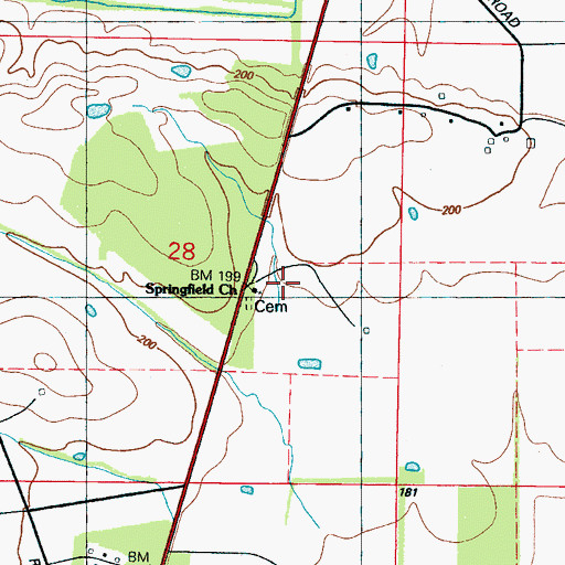 Topographic Map of Springfield Church, MS