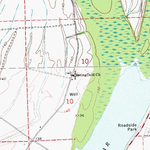Topographic Map of Springfield Church, MS