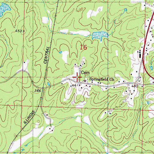 Topographic Map of Springfield Missionary Baptist Church, MS