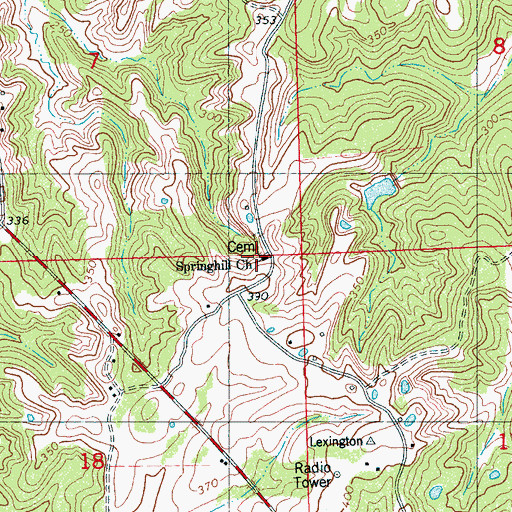 Topographic Map of Springhill Cemetery, MS