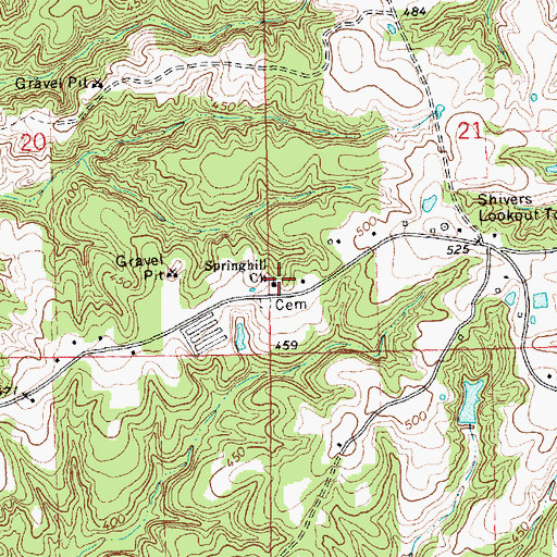 Topographic Map of Springhill Church, MS