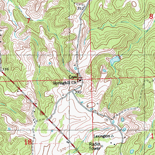 Topographic Map of Springhill Church, MS