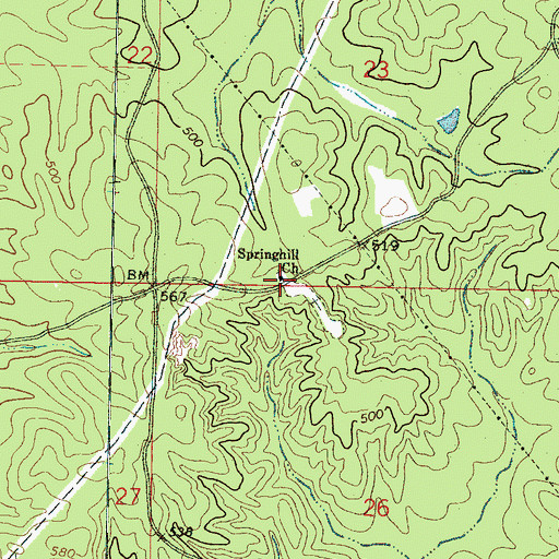 Topographic Map of Springhill Church, MS