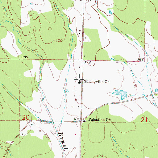 Topographic Map of Springville Church, MS