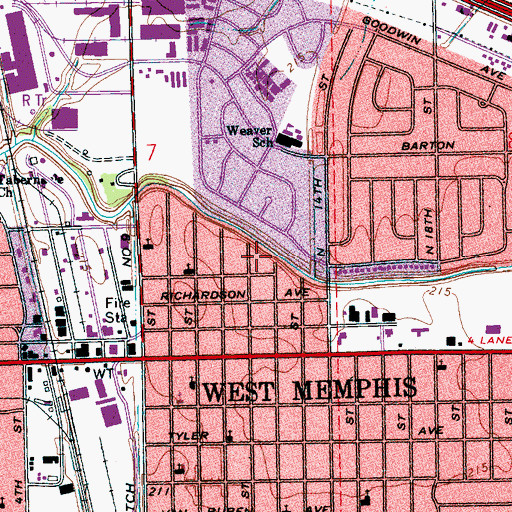 Topographic Map of Rowe Park, AR