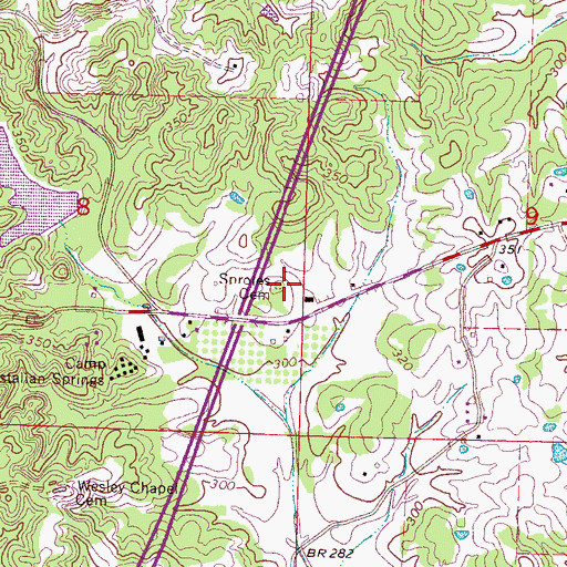 Topographic Map of Sproles Cemetery, MS