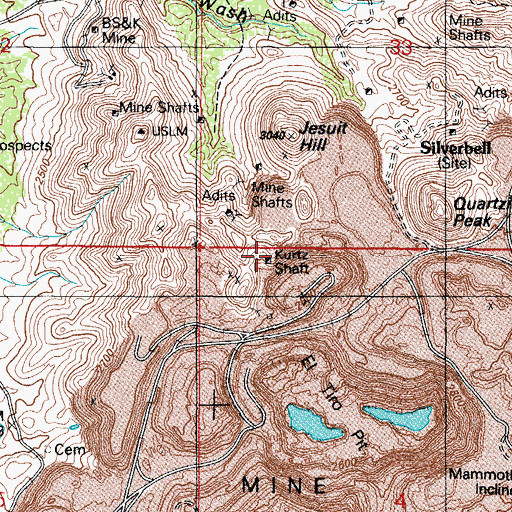 Topographic Map of Kurtz Shaft, AZ