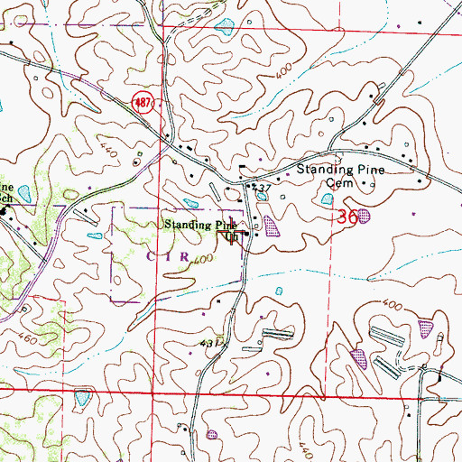 Topographic Map of Standing Pine Church, MS