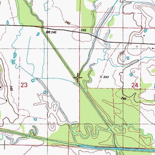 Topographic Map of Standing Reed Creek, MS