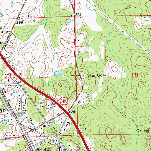 Topographic Map of Star Cemetery, MS