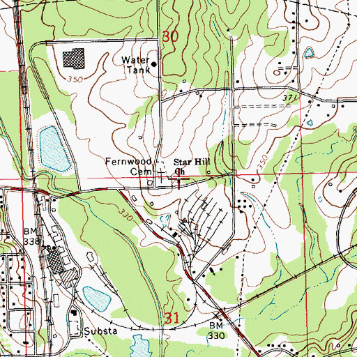 Topographic Map of Star Hill Church, MS