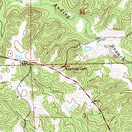 Topographic Map of Starling Cemetery, MS