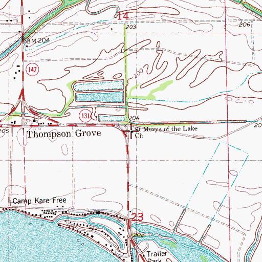 Topographic Map of Saint Marys of the Lake Church, AR