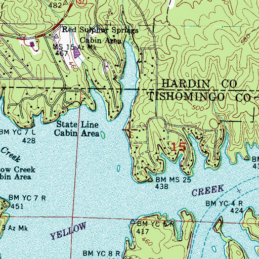 Topographic Map of State Line Cabin Area, MS