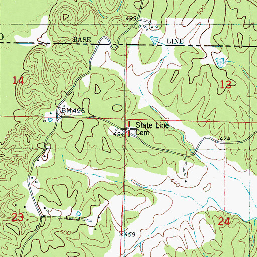Topographic Map of State Line Church, MS