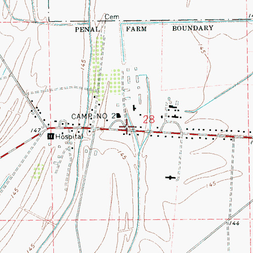 Topographic Map of State Penal Farm Camp Number 2, MS