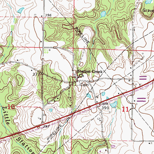Topographic Map of Station Creek Missionary Baptist Church, MS