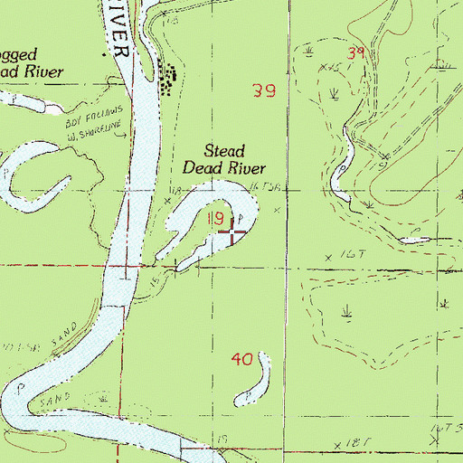 Topographic Map of Stead Dead River, MS