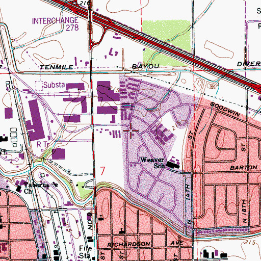 Topographic Map of Second Baptist Church, AR