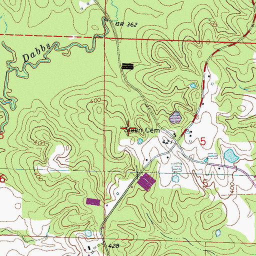 Topographic Map of Steen Cemetery, MS