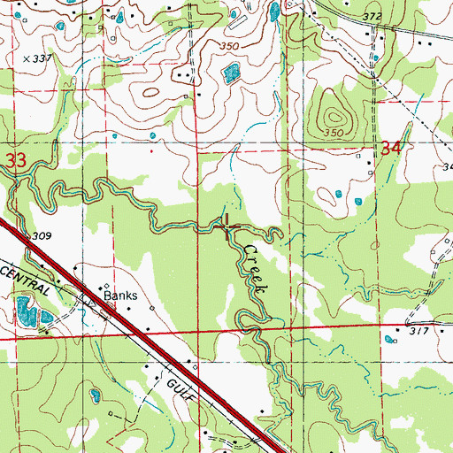 Topographic Map of Steepbank Creek, MS