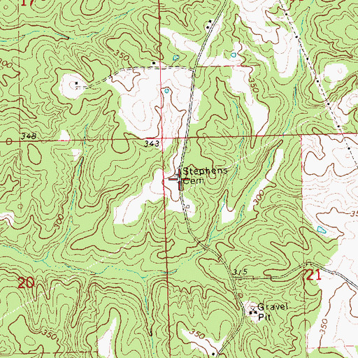 Topographic Map of Stephens Cemetery, MS