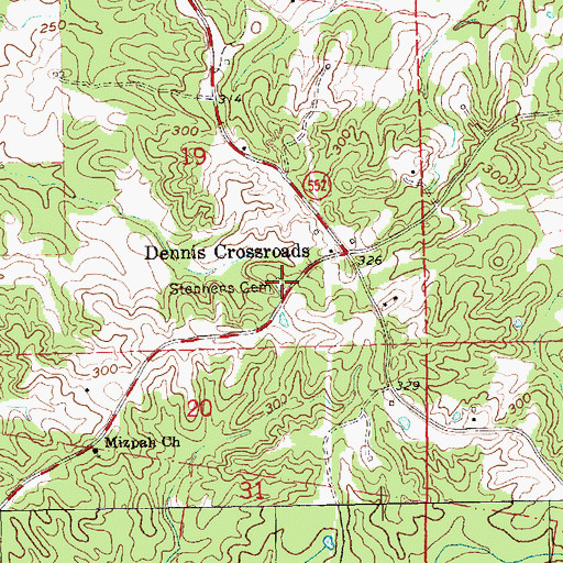 Topographic Map of Stephens Cemetery, MS