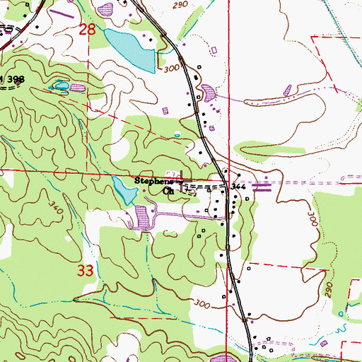 Topographic Map of Stephens Church, MS