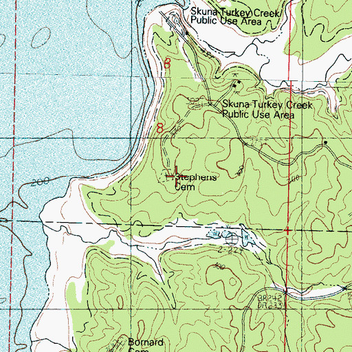 Topographic Map of Stephons Cemetery, MS