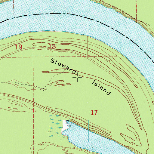 Topographic Map of Steward Island, MS