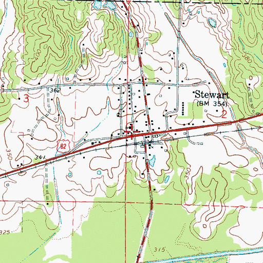 Topographic Map of Stewart, MS