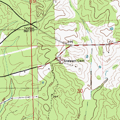 Topographic Map of Stewart Cemetery, MS