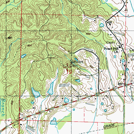 Topographic Map of Stewart Cemetery, MS
