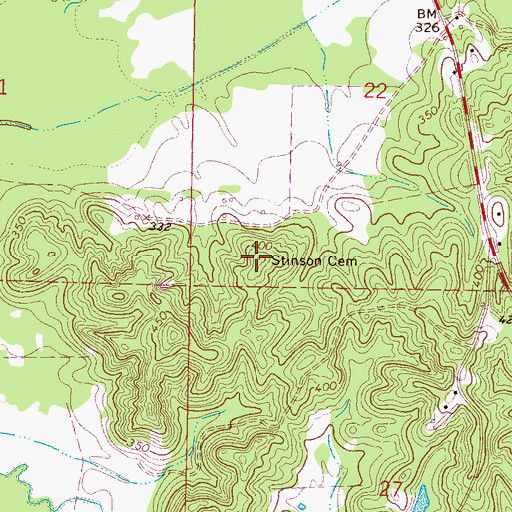 Topographic Map of Stinson Cemetery, MS
