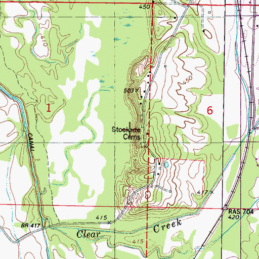 Topographic Map of Stockade Cemetery, MS
