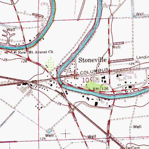 Topographic Map of Stoneville, MS