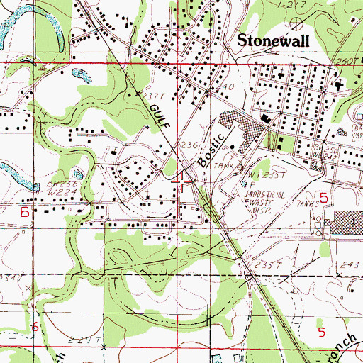 Topographic Map of Stonewall, MS