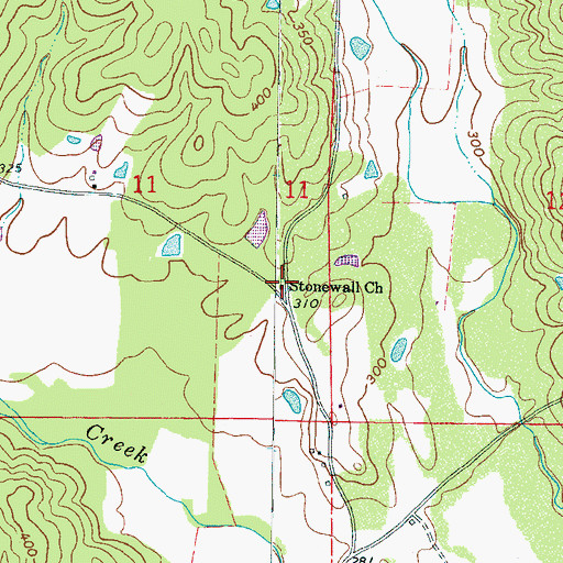 Topographic Map of Stonewall Church, MS