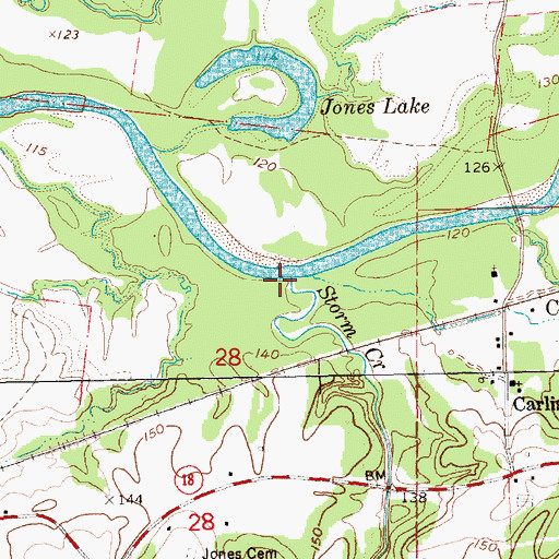 Topographic Map of Storm Creek, MS