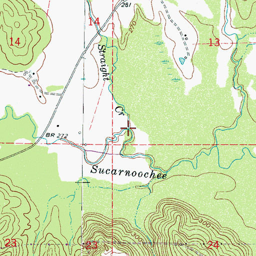 Topographic Map of Straight Creek, MS