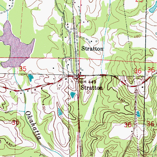 Topographic Map of Stratton, MS