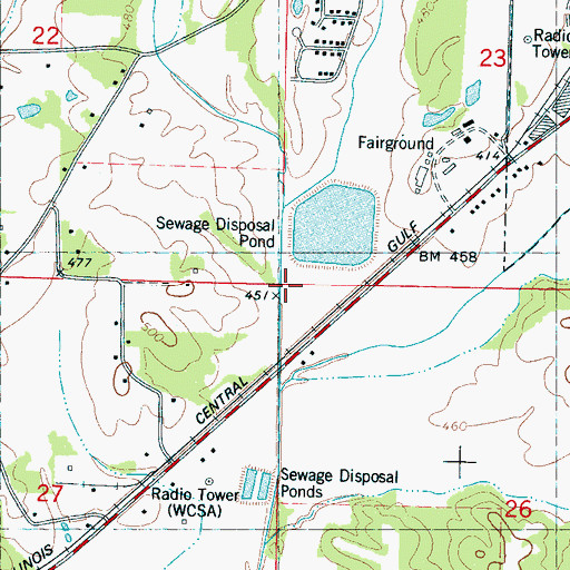 Topographic Map of Dixon Pond Ditch, MS