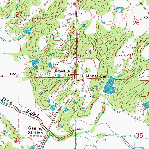 Topographic Map of Street Hill Church, MS